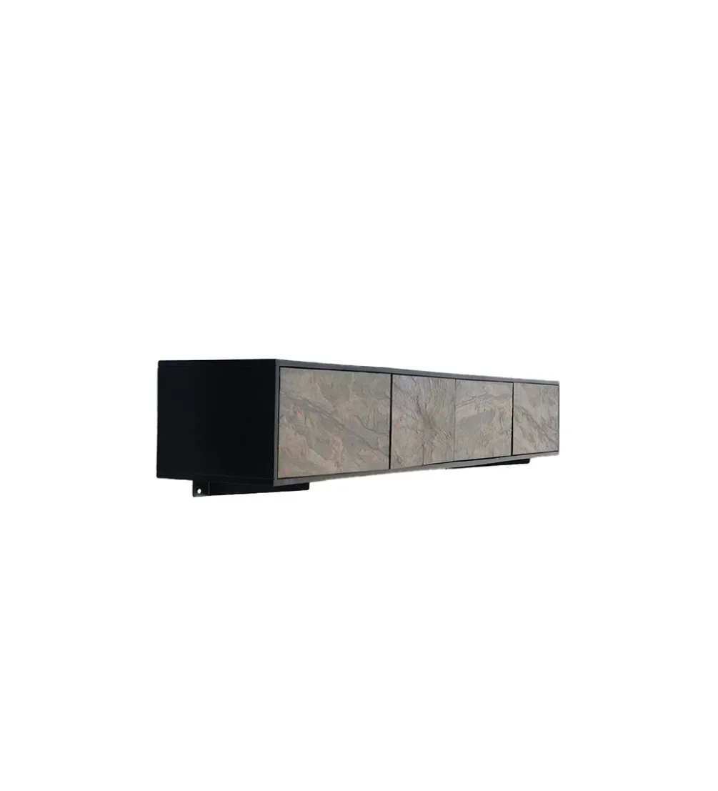 Stolik pod TV wiszący MOUNTAIN SOUL 200 cm drewno akacja czarny
