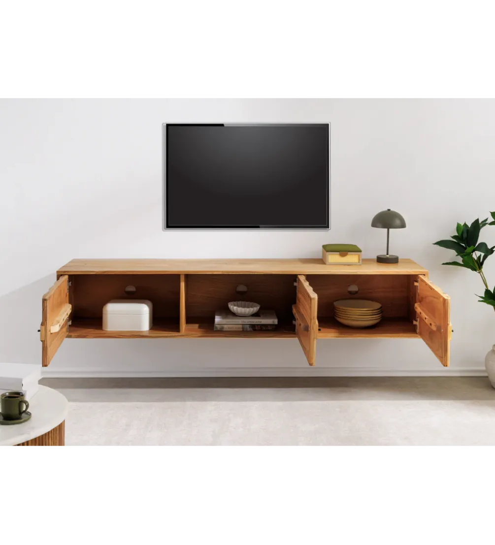 Stolik pod TV wiszący MYSTIC LIVING 160 cm drewno akacja
