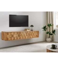 Stolik pod TV wiszący MYSTIC LIVING 160 cm drewno akacja