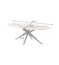 Stół owalny PANDORA 220 cm ceramika w optyce kamienia