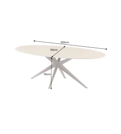 Stół owalny TRAVERTIN 220 cm ceramika w optyce trawertynu