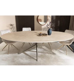 Stół owalny TRAVERTIN 220 cm ceramika w optyce trawertynu