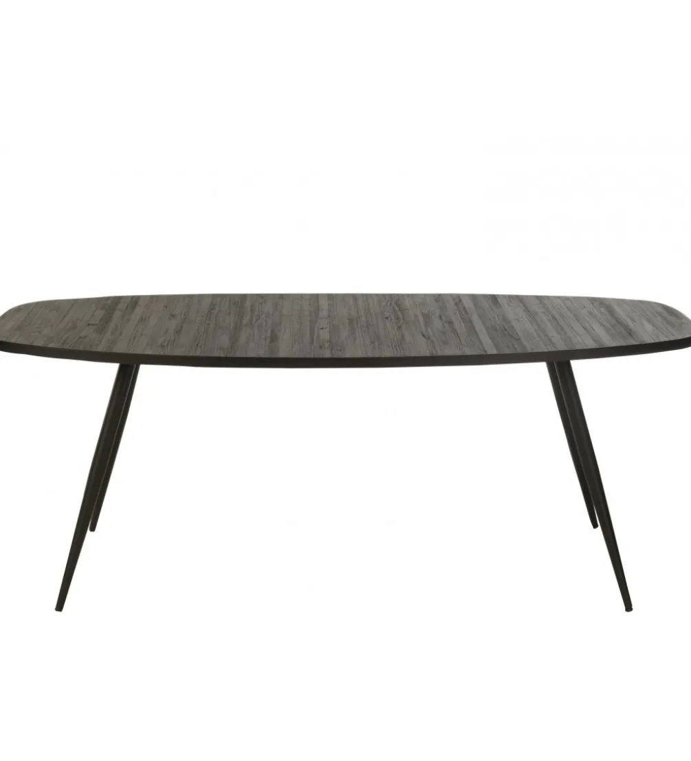 Stół owalny ZAMBIA 200 cm drewno teak czarny