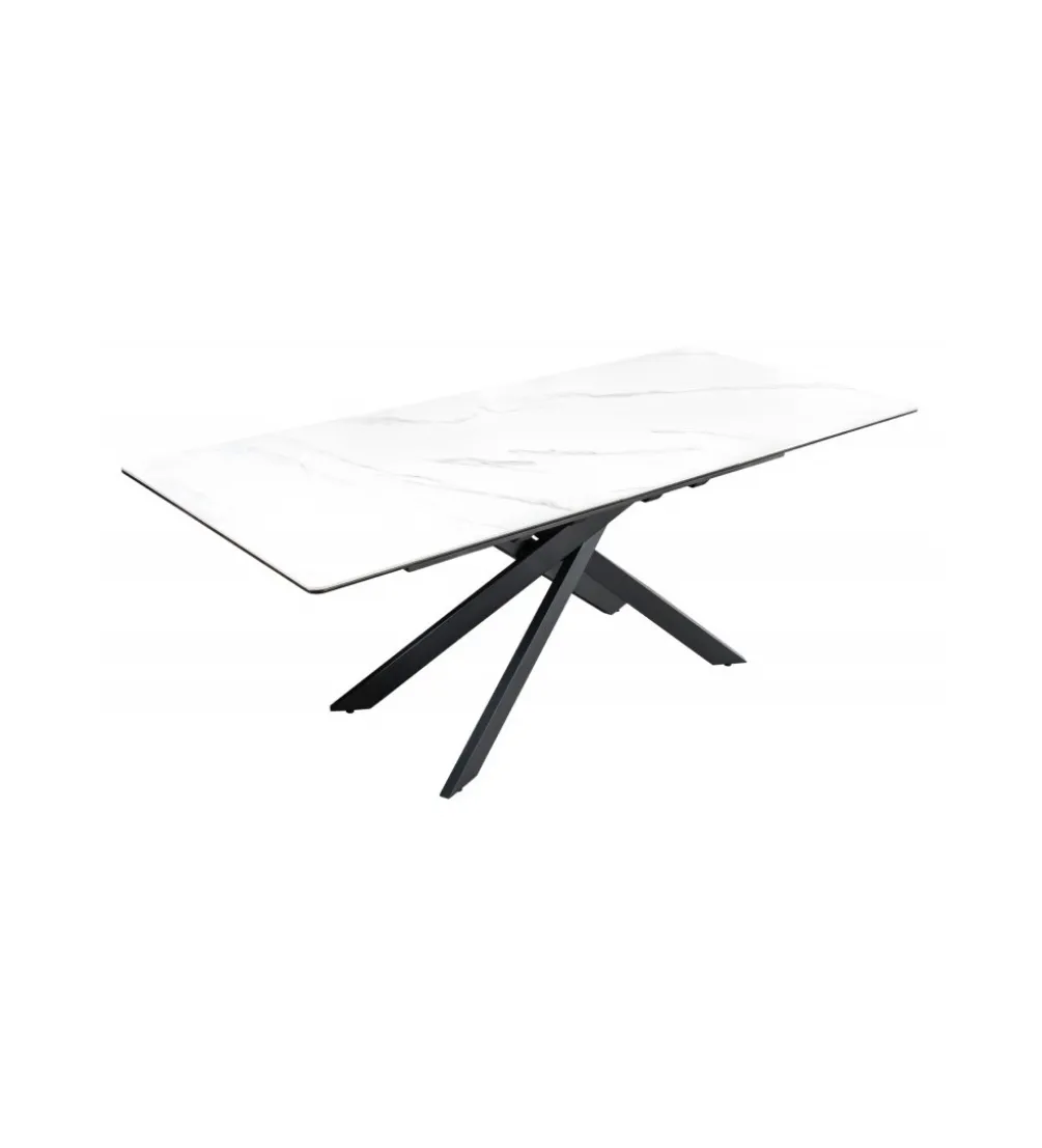 Stół rozkładany ARKANSAS 160 cm - 200 cm ceramika w optyce białego marmuru