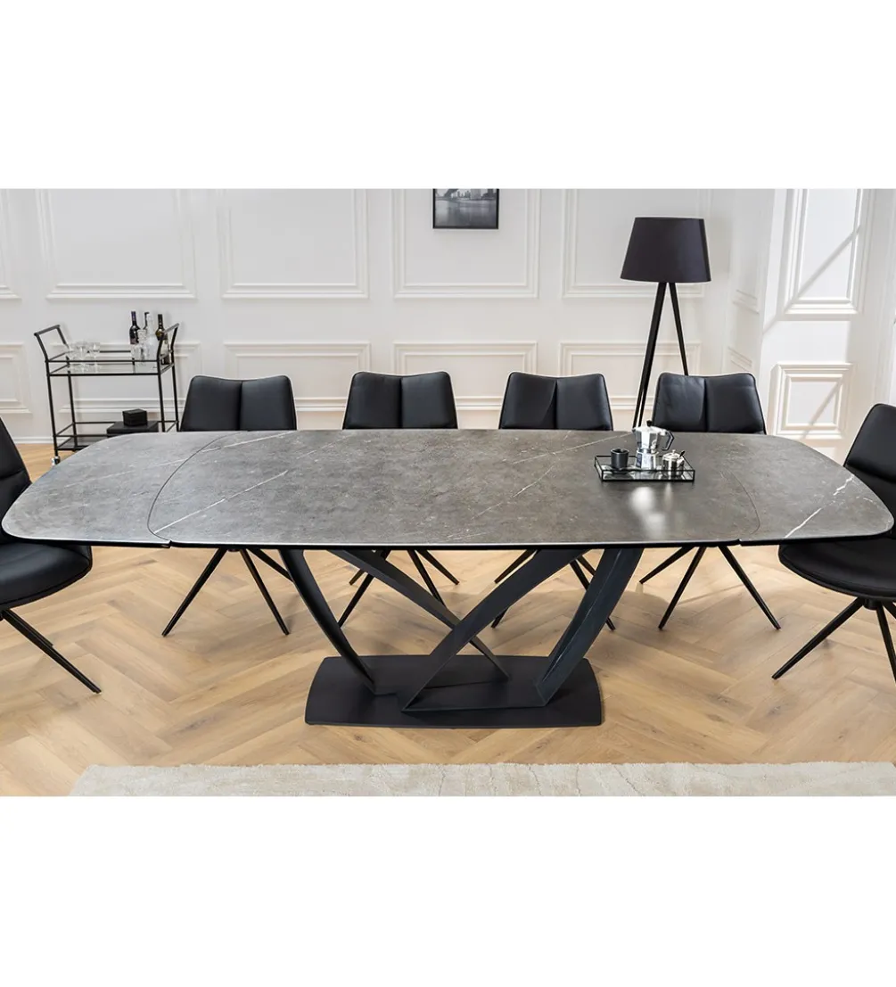 Stół rozkładany BLACKLIGHT 180 cm - 260 cm ceramika w optyce grafitowego marmuru