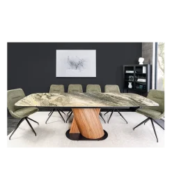Stół rozkładany ELEMENTS od 180 do 260 cm blat ceramika w optyce marmuru