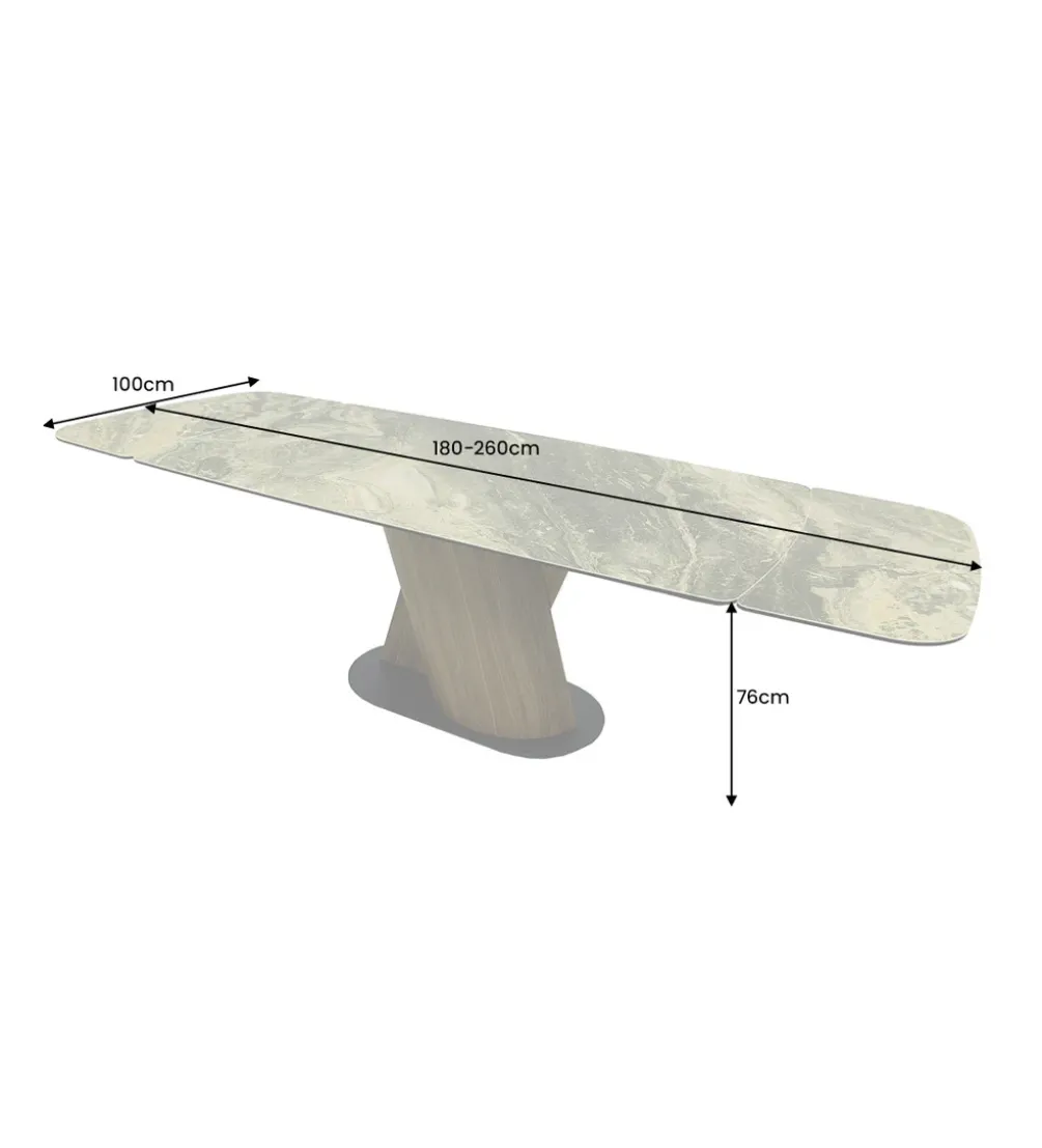 Stół rozkładany ELEMENTS od 180 do 260 cm blat ceramika w optyce marmuru
