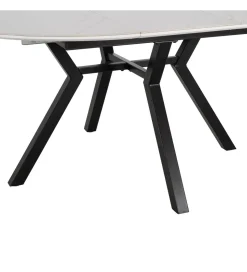 Stół rozkładany JAMEOX 120 cm czarny blat ceramika w optyce marmuru