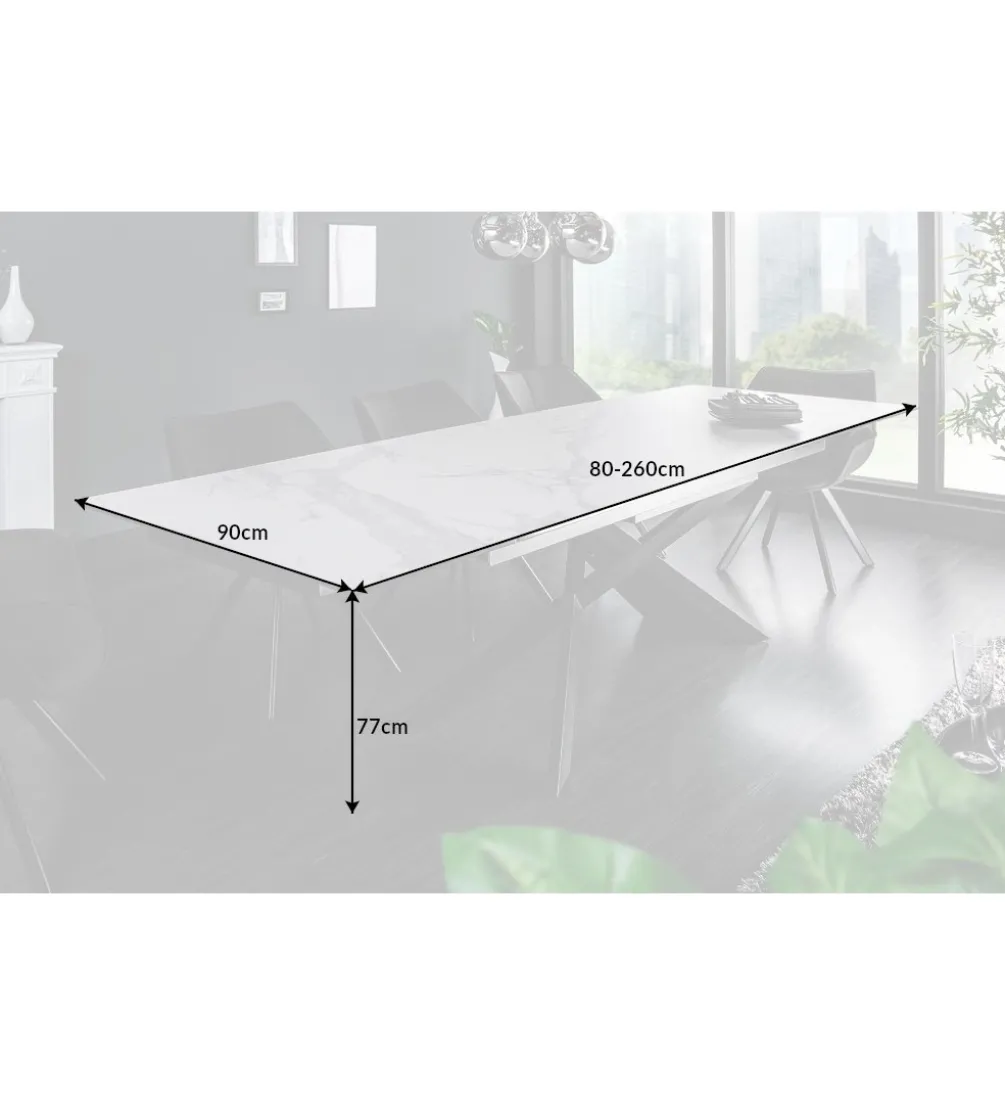 Stół rozkładany ONTARIO Euphoria 180 cm - 220 cm - 260 cm ceramika w optyce marmuru