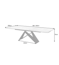 Stół rozkładany PLATON Prometheus 180 cm - 260 cm ceramika w optyce marmuru