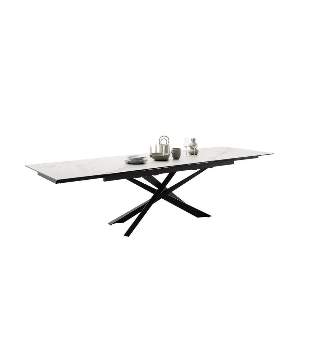 Stół rozkładany TESERO 200 cm - 250 cm - 300 cm ceramika w optyce kremowego marmuru