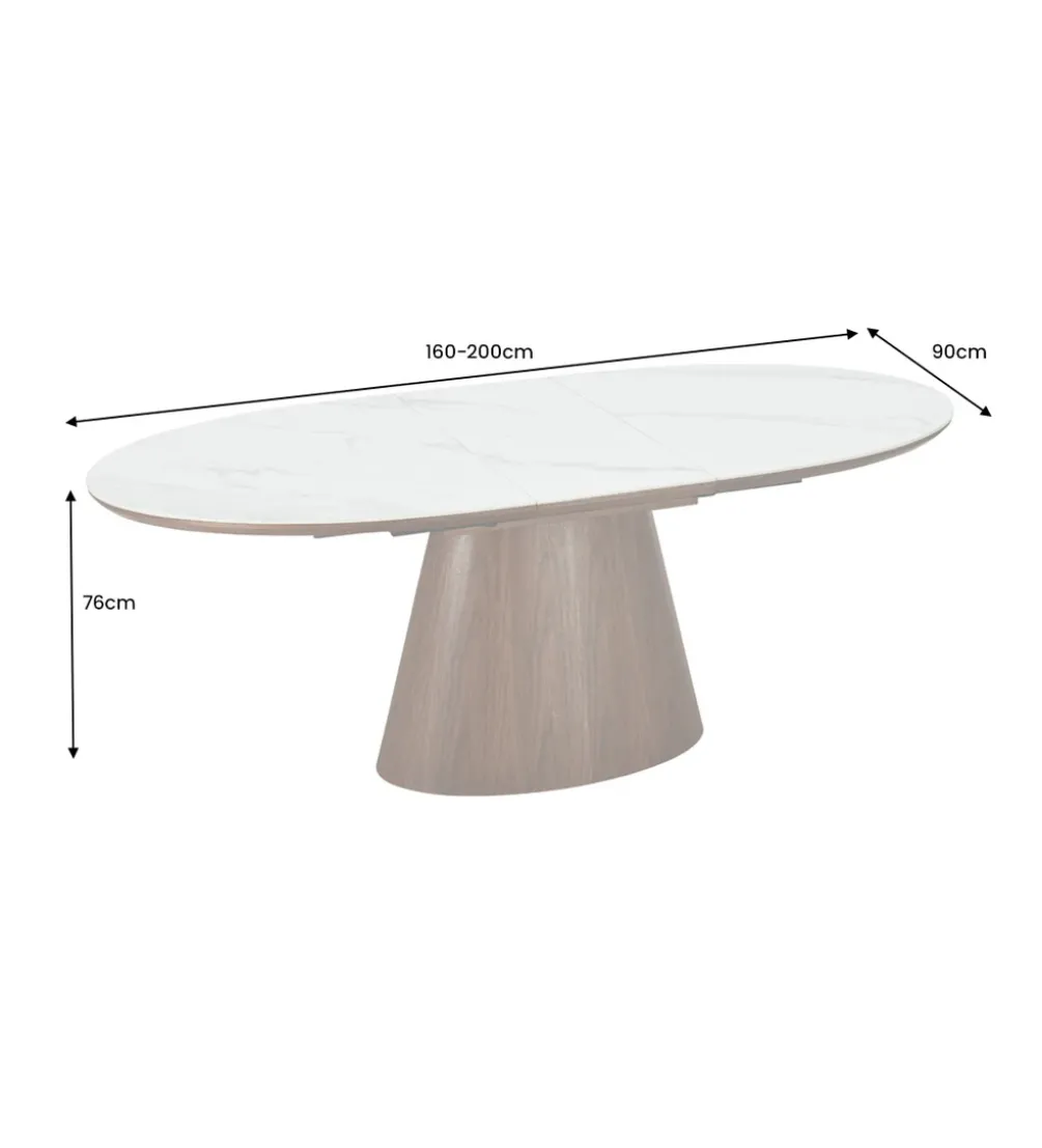 Stół rozkładany UNIQUE od 160 do 200 cm naturalny ceramiczny blat
