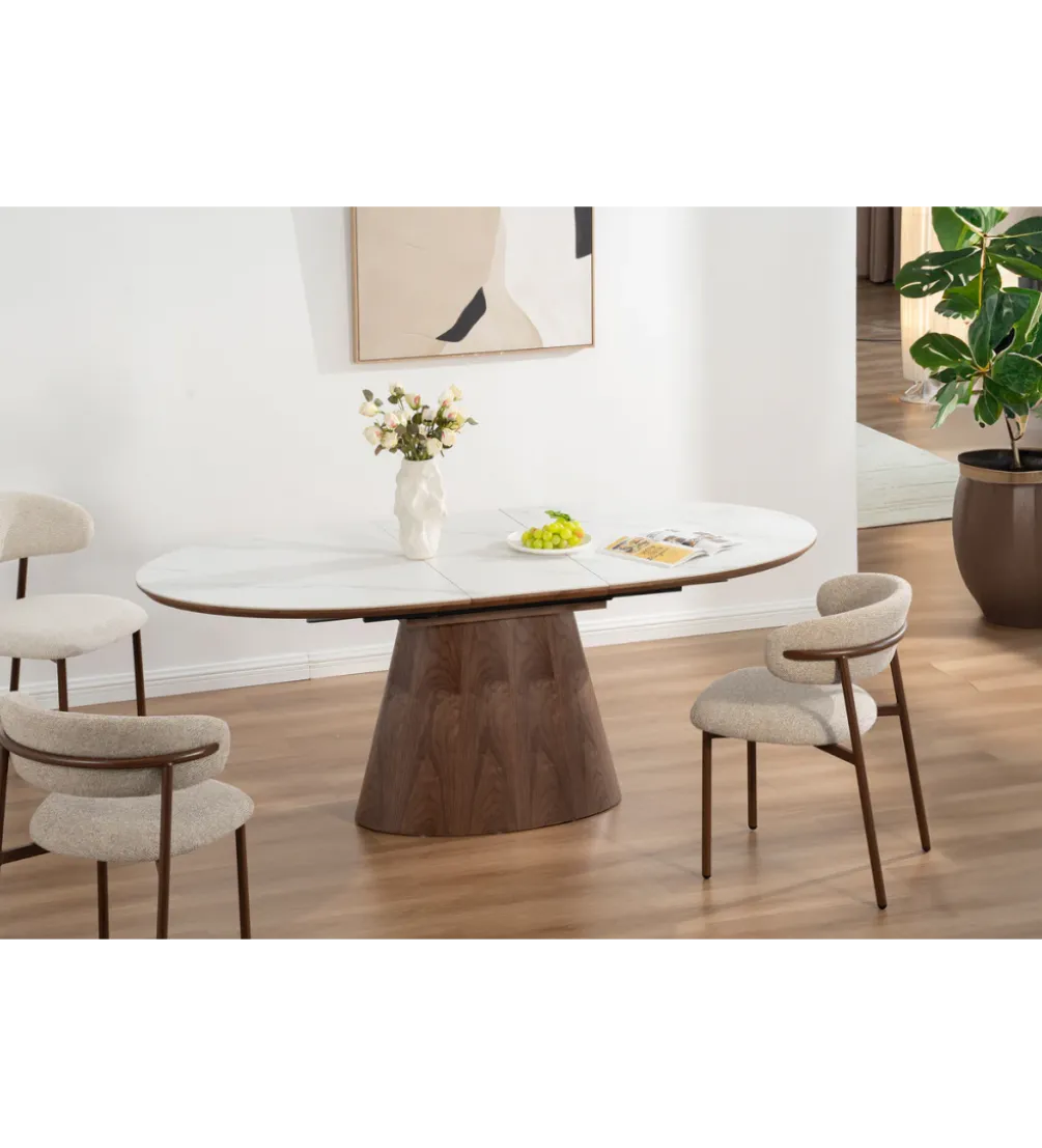Stół rozkładany UNIQUE od 160 do 200 cm naturalny ceramiczny blat