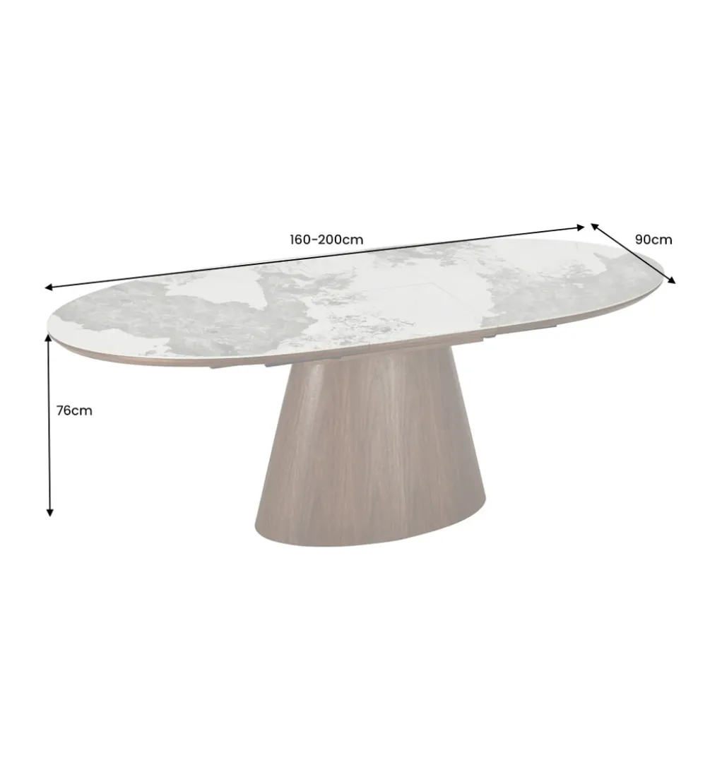 Stół rozkładany UNIQUE od 160 do 200 cm naturalny ceramiczny blat