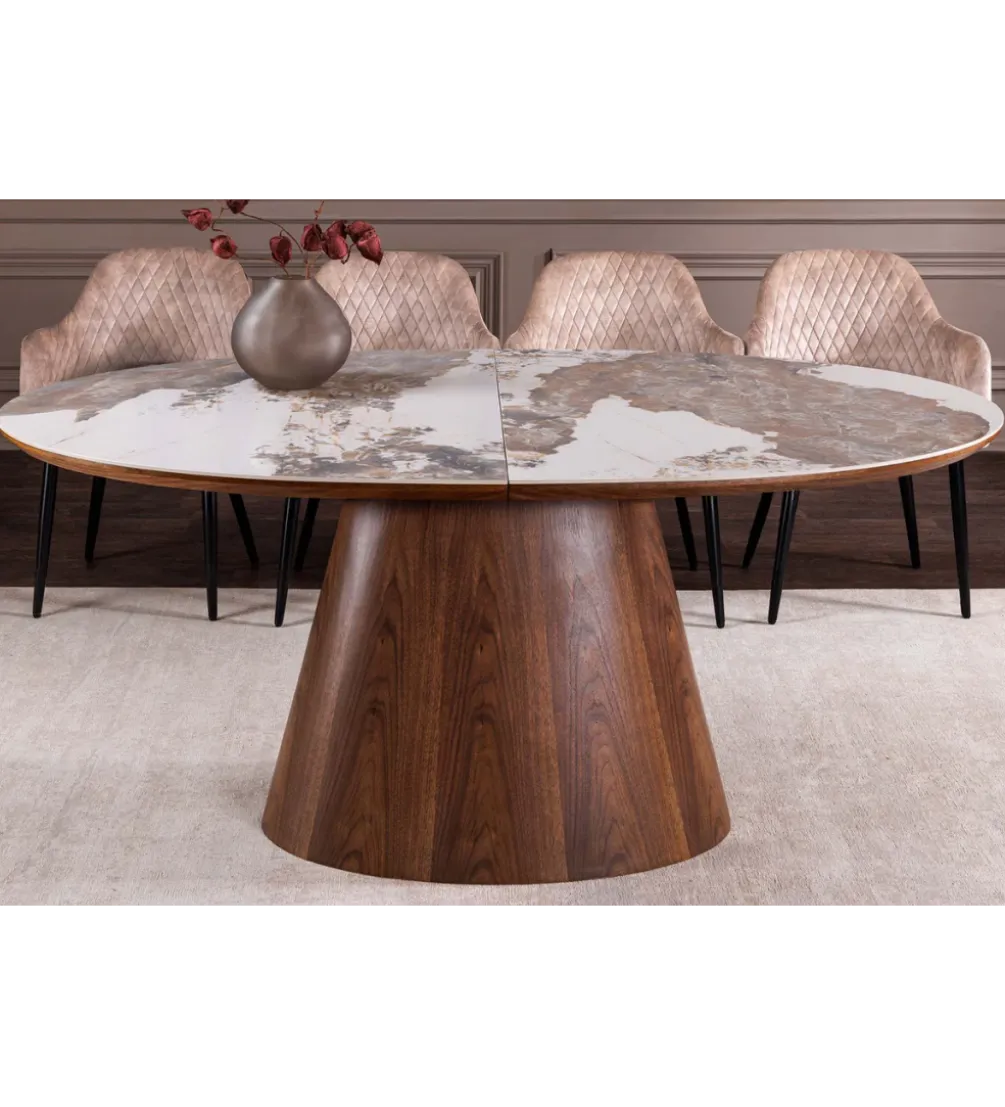Stół rozkładany UNIQUE od 160 do 200 cm naturalny ceramiczny blat