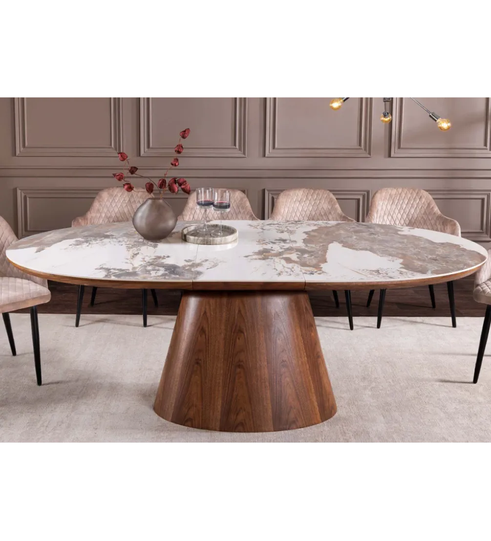 Stół rozkładany UNIQUE od 160 do 200 cm naturalny ceramiczny blat