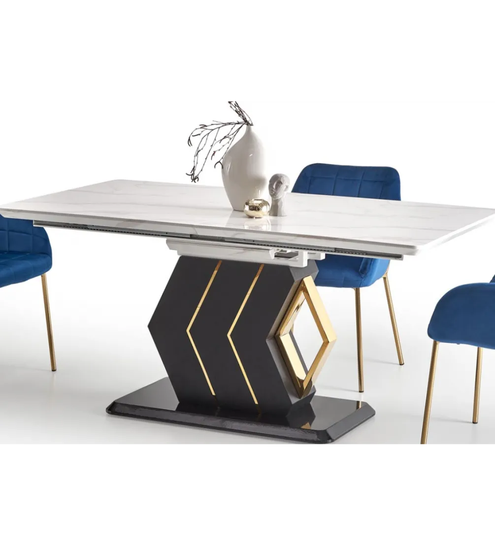 Stół rozkładany VINCENZO 160 cm - 200 cm w optyce białego marmuru