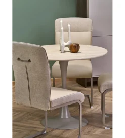 Stół TOLIO 90 cm blat w optyce trawertynu podstawa kaszmir