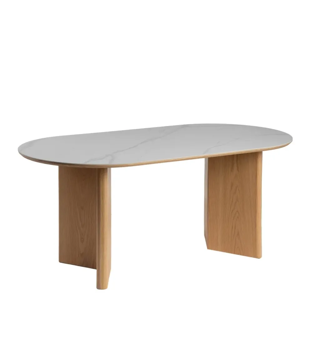 Stół TRANKY 180 x 90 cm brązowy blat ceramika