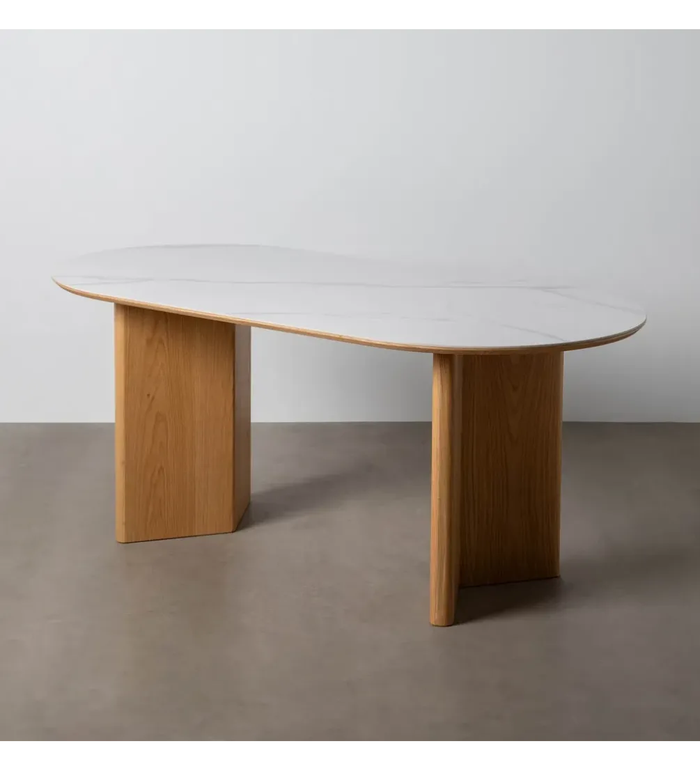 Stół TRANKY 180 x 90 cm brązowy blat ceramika