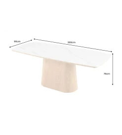 Stół UNIQUE 200 cm drewno dębowe biały ceramiczny blat
