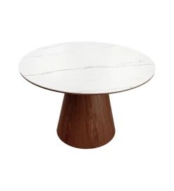 Stół UNIQUE 120 cm drewno orzecha biały ceramiczny blat