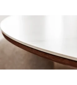 Stół UNIQUE 120 cm drewno orzecha biały ceramiczny blat