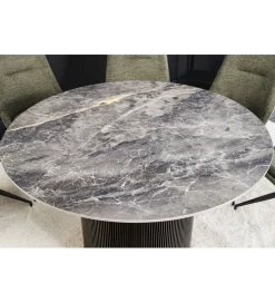 Stół UNIQUE 120 cm okrągły ceramiczny blat efekt czarny marmur