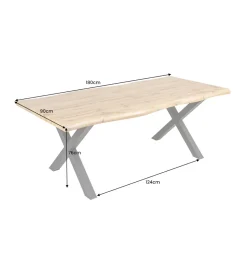 Stół WILD 180 cm nogi X wygląd naturalnego dębu