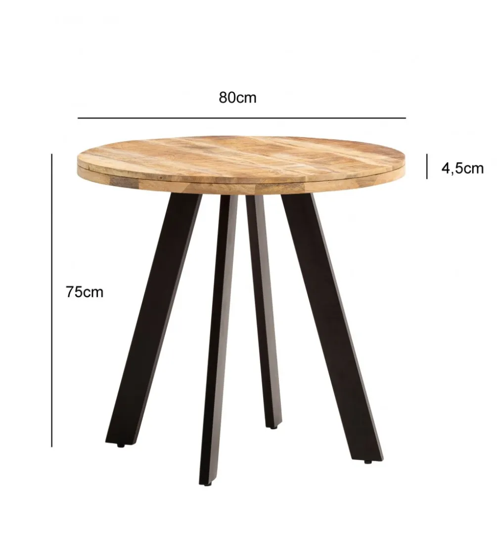 Stół WOHNLING 80 cm drewno mango nogi czarne