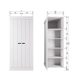 Szafa CONNECT 175 cm drewno sosny biała
