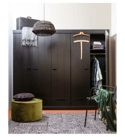 Szafa DRAWER 195 x 140 cm drewno sosna czarna