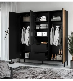 Szafa MEORATI 200 cm czarny mat/dąb artisan