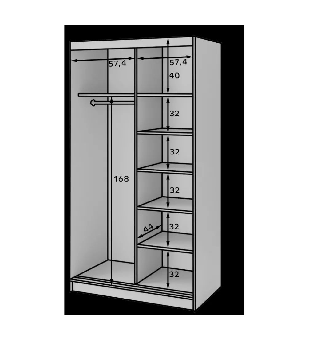 Szafa przesuwna BIANCCO II z lustrem 120 cm biały