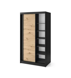 Szafa przesuwna Esville II 120 cm w optyce Dąb artisan/Czarny mat