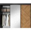 Szafa przesuwna Marrphy III z lustrem 180 cm czarny/dąb caramel