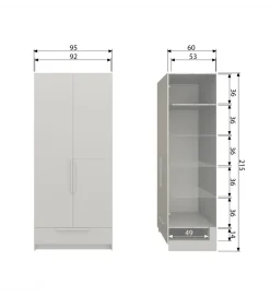 Szafa PURE 215 x 95 cm drewno sosny dust