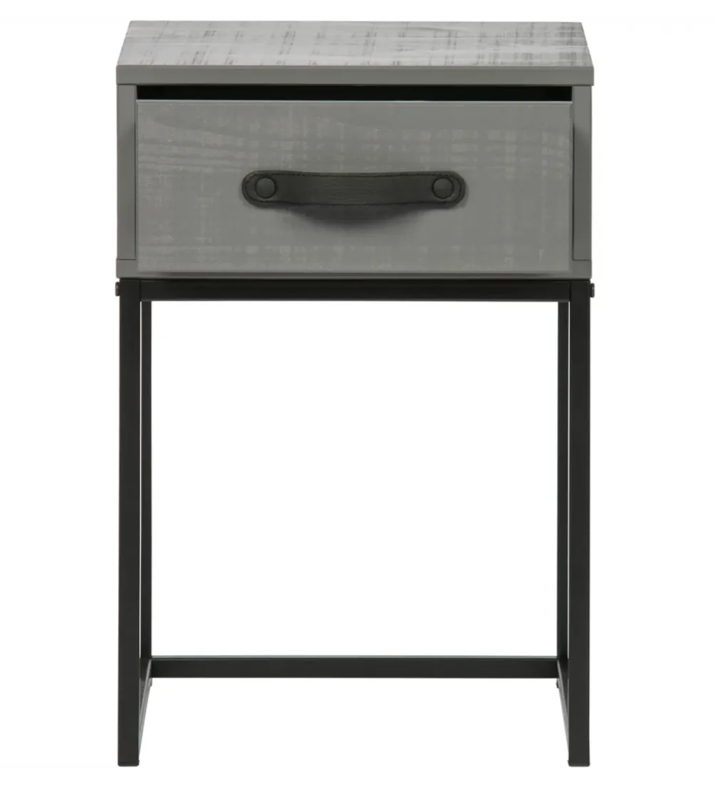 Szafka nocna MORRIS 52 cm drewno sosny szara