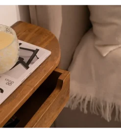 Szafka nocna RUKNO 50 cm drewno mango brązowa