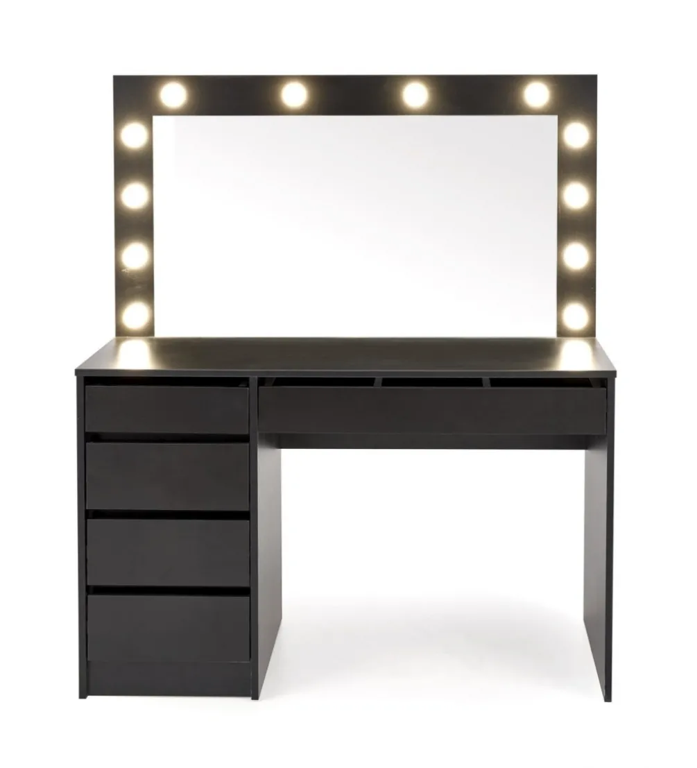 Toaletka HOLLYWOOD XL 120 cm czarna z oświetleniem LED