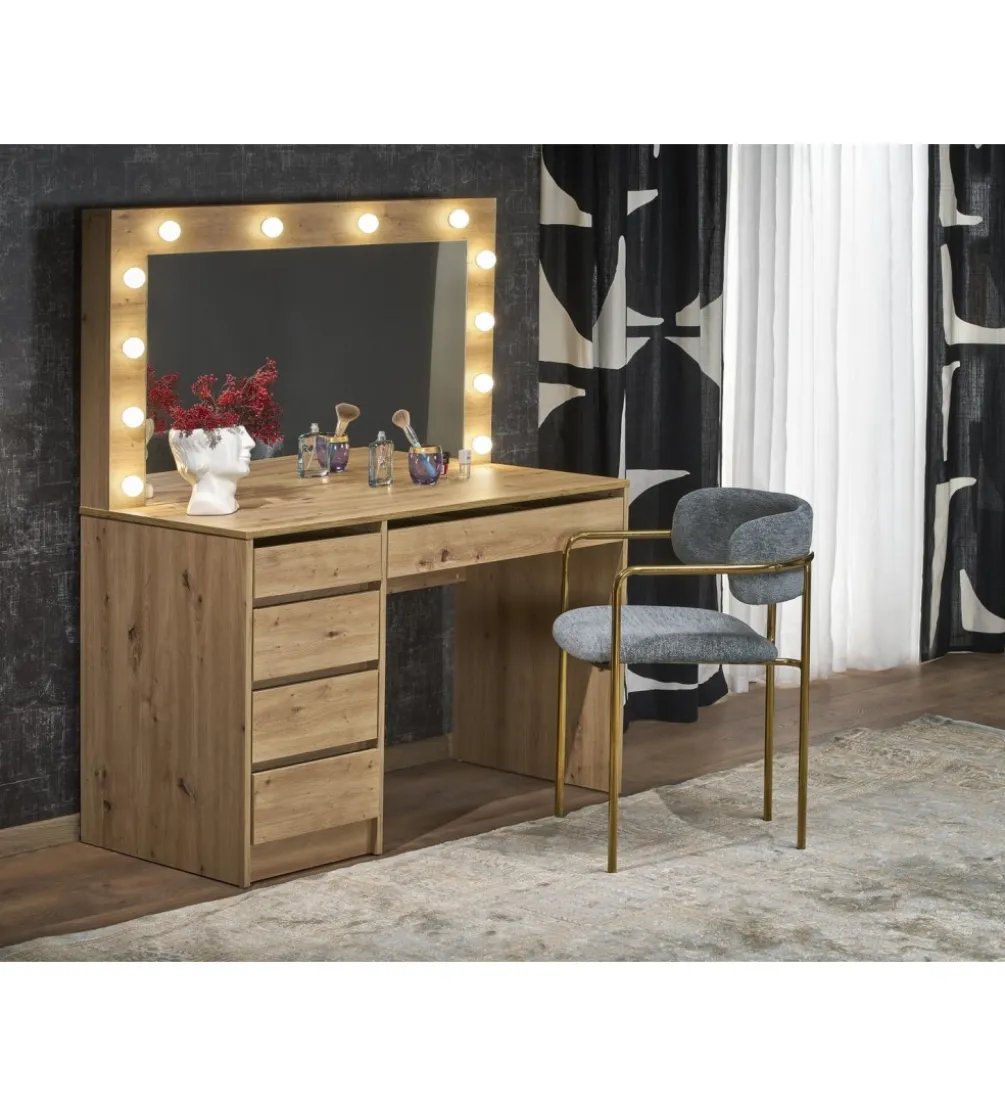 Toaletka HOLLYWOOD XL 120 cm dąb artisan z oświetleniem LED