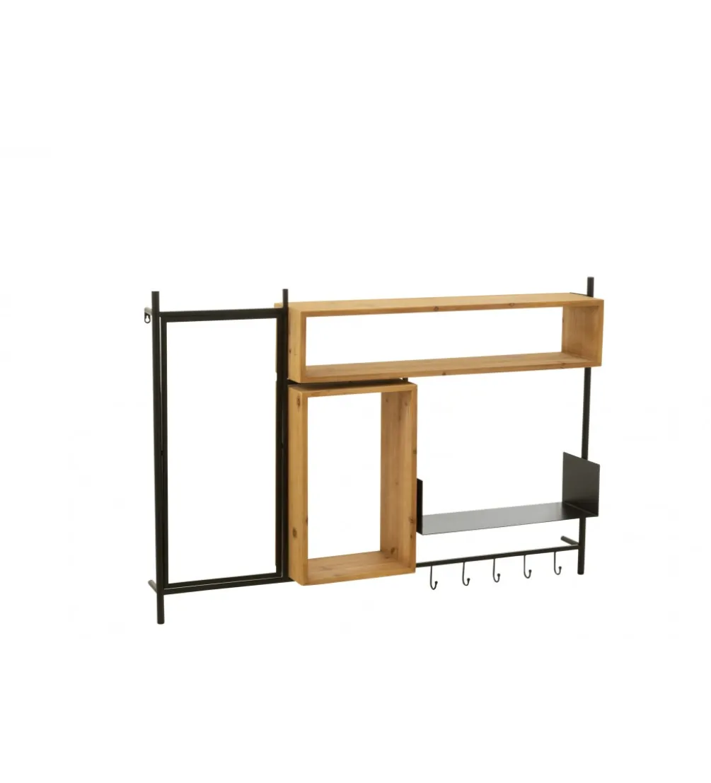 Wieszak ścienny TINA 130 cm drewno jodła czarny