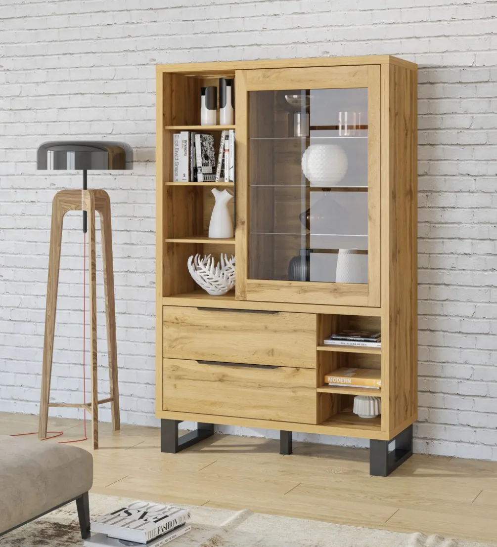 Witryna Halle 120 cm w optyce dąb wotan