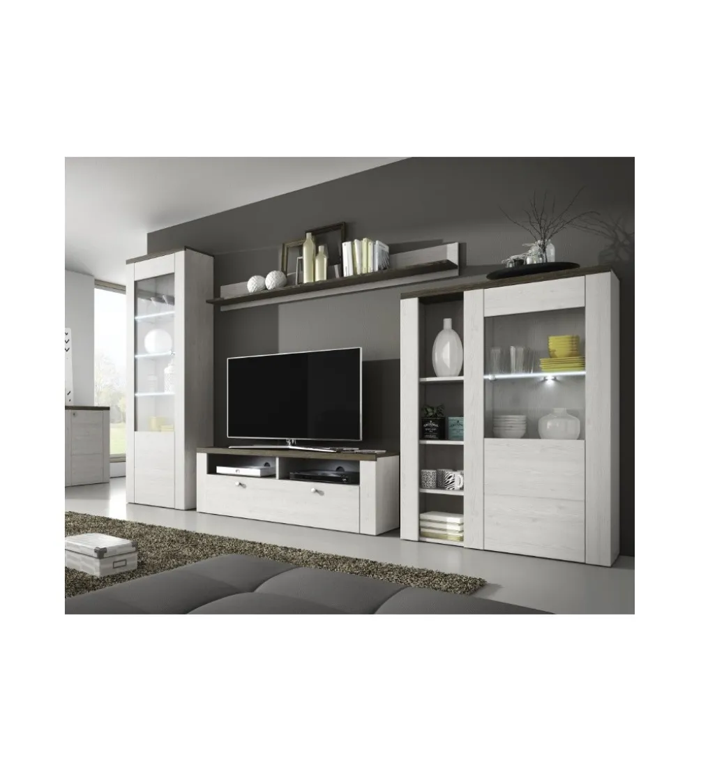 Witryna LARONA 65 cm o wybarwieniu Sonoma Trufel z kolorem Sibiu Larche