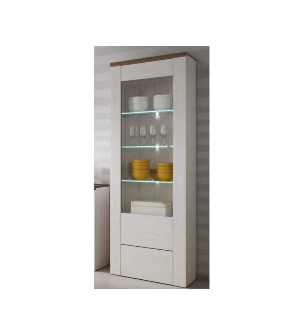 Witryna LARONA 65 cm o wybarwieniu Sonoma Trufel z kolorem Sibiu Larche