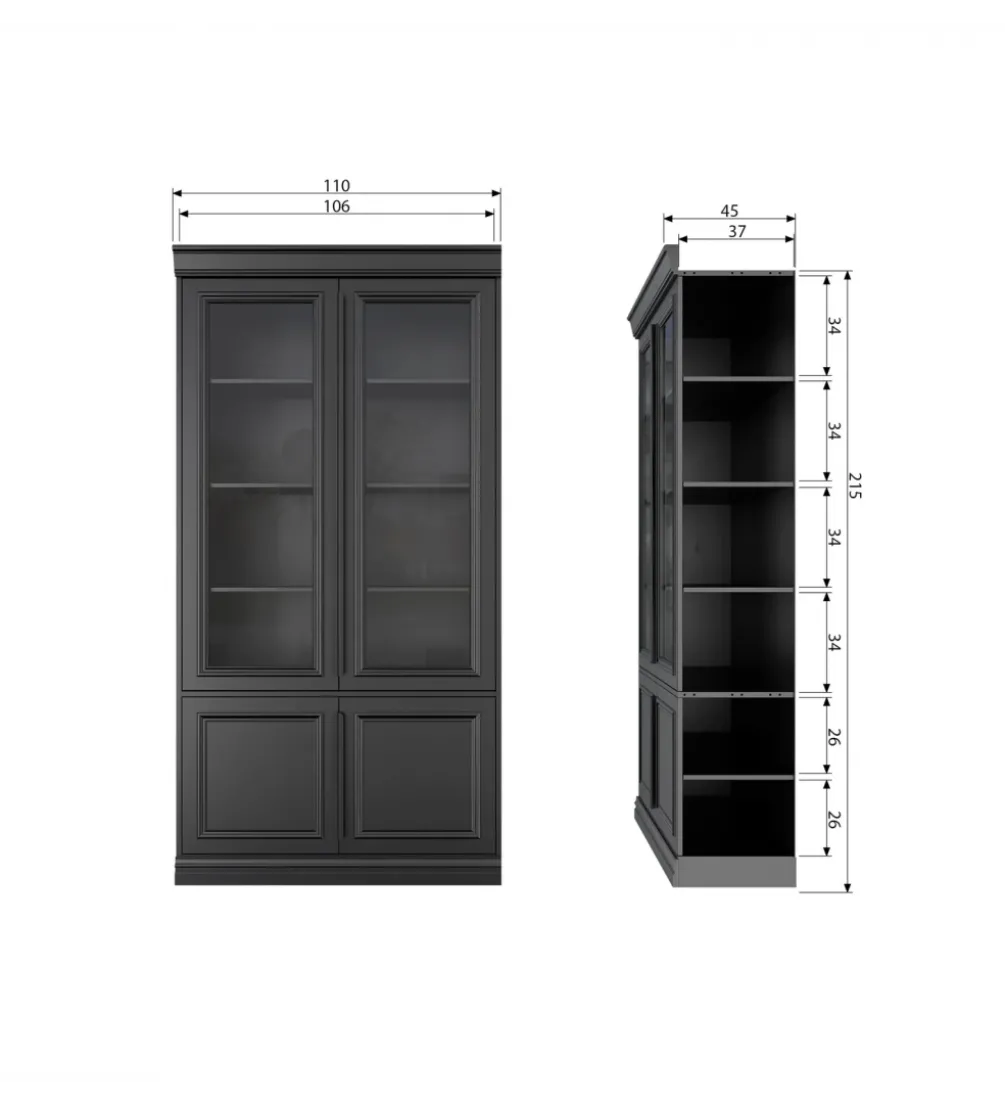 Witryna ORGANIZE 215 cm drewno sosna czarny mat