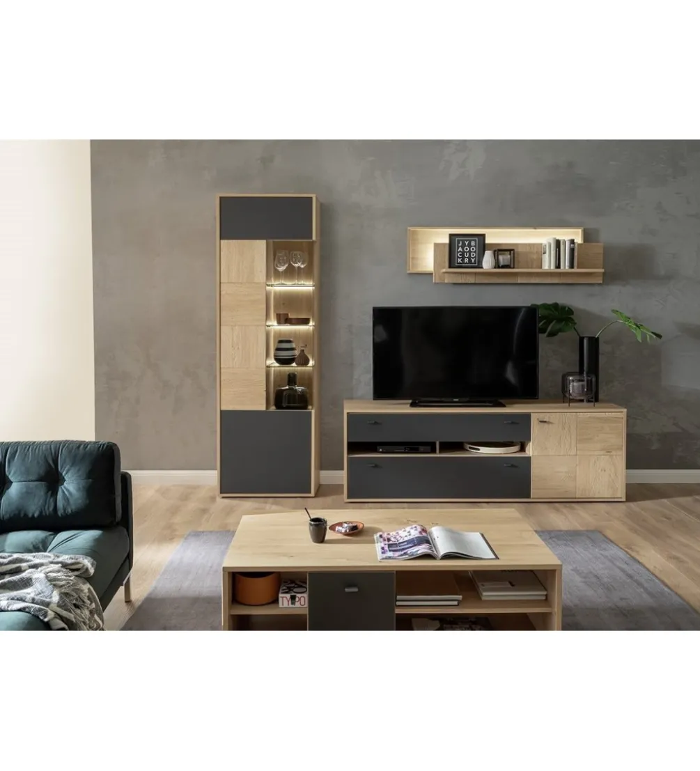 Witryna VALENCIA 64 cm lewostronna Antracytowo Naturalna