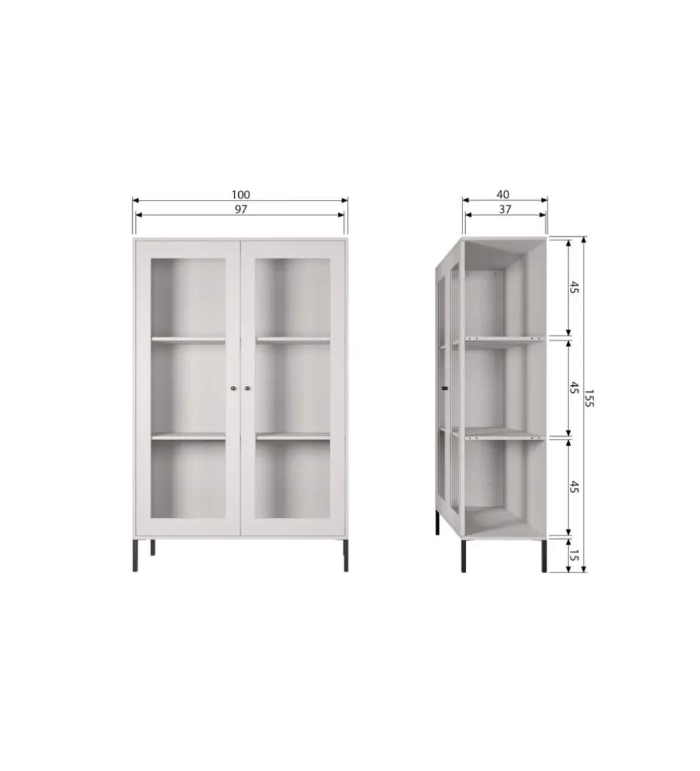 Witryna XAM 155 cm zimno szary