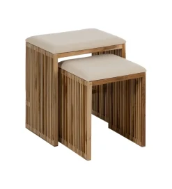 Zestaw 2 ławek BELLAMONTE 50 cm 41 cm drewno teak
