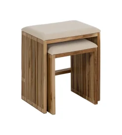 Zestaw 2 ławek BELLAMONTE 50 cm 41 cm drewno teak